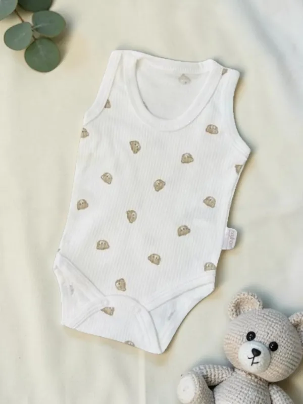 1/9 თვე უმკლავო ბოდე დათუნიების პრინტით - unisex ბოდე