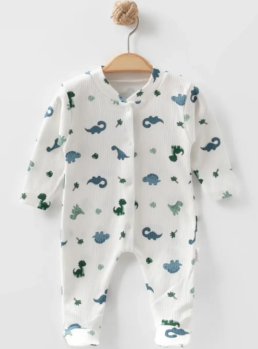 ჩვილის რომპერი დინოზავრის პრინტით 1/6 თვე - unisex რომპერი